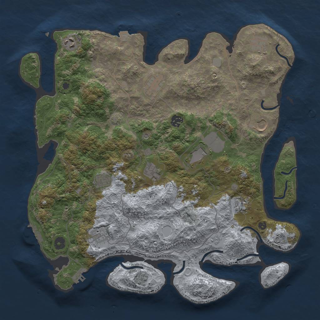 Rust Map: Procedural Map, Size: 4000, Seed: 224854636, 19 Monuments