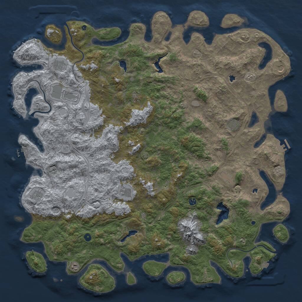 Rust Map: Procedural Map, Size: 6000, Seed: 62829421, 17 Monuments