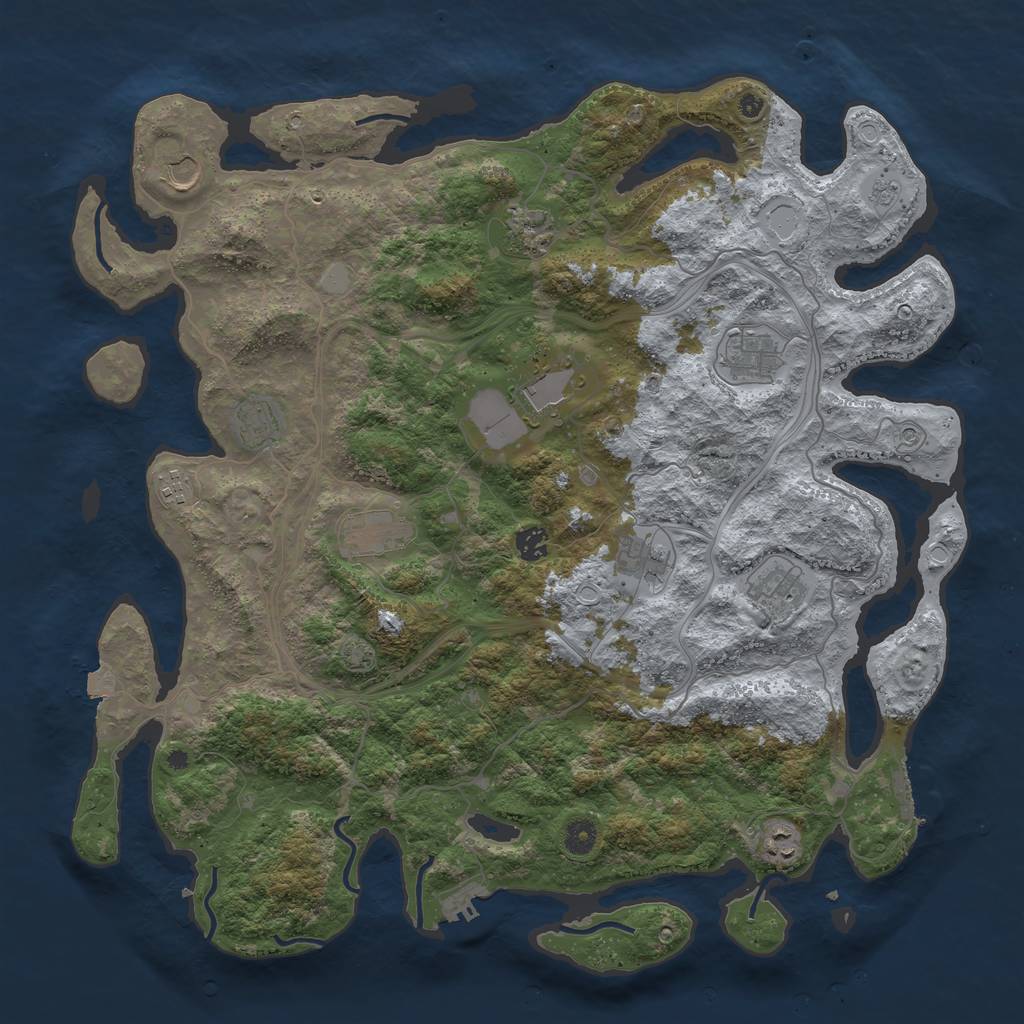 Rust Map: Procedural Map, Size: 4500, Seed: 456168516, 19 Monuments