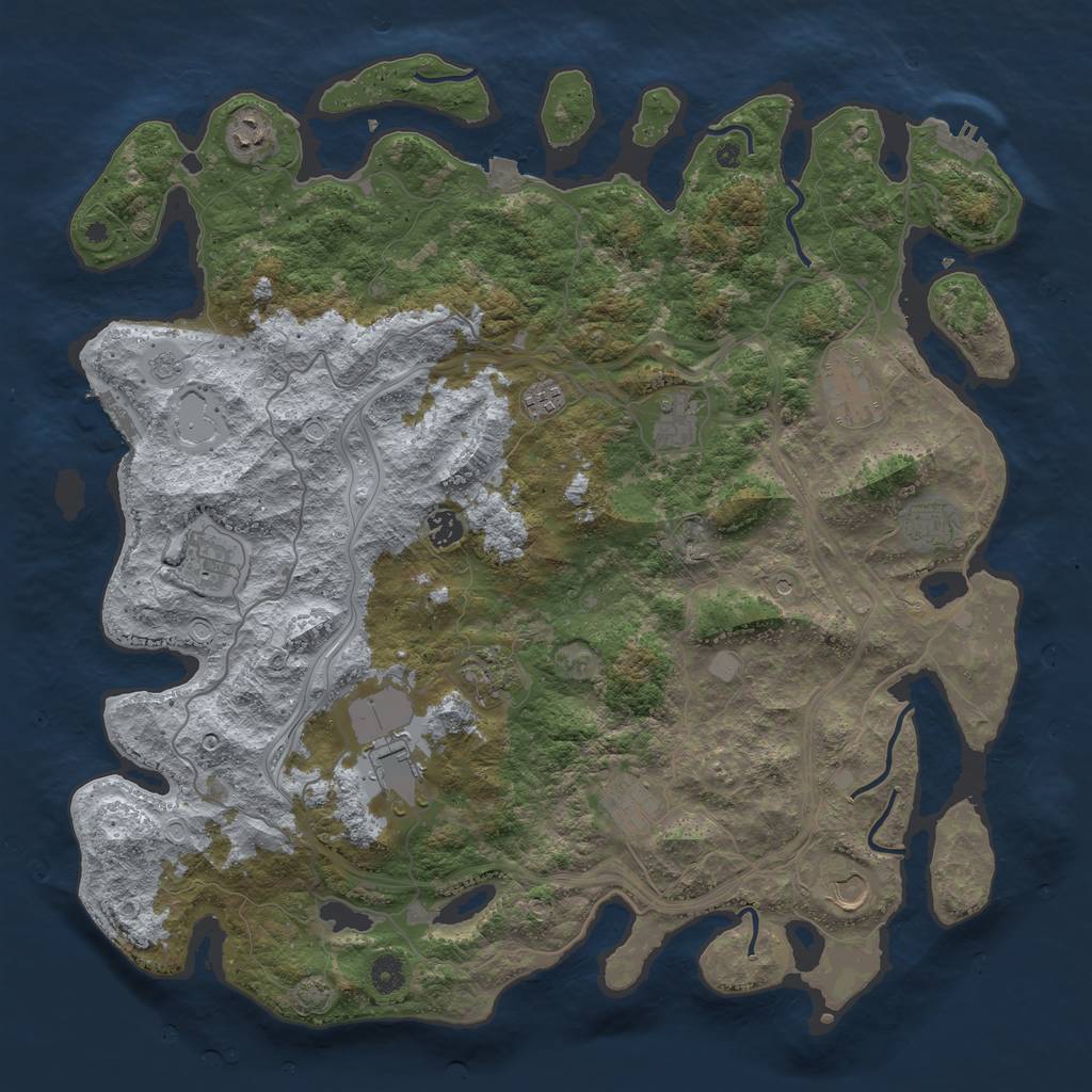 Rust Map: Procedural Map, Size: 4500, Seed: 1647155797, 19 Monuments