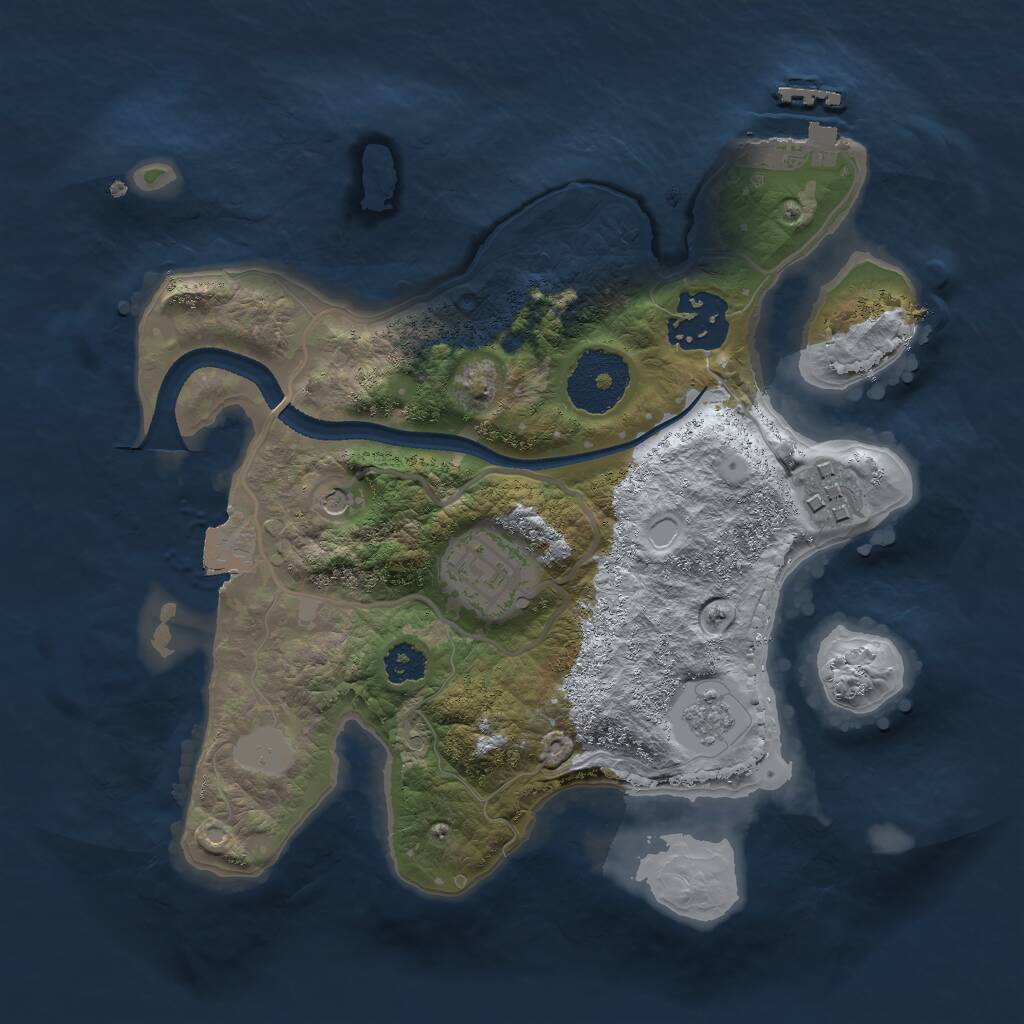 Rust Map: Procedural Map, Size: 2500, Seed: 599, 7 Monuments