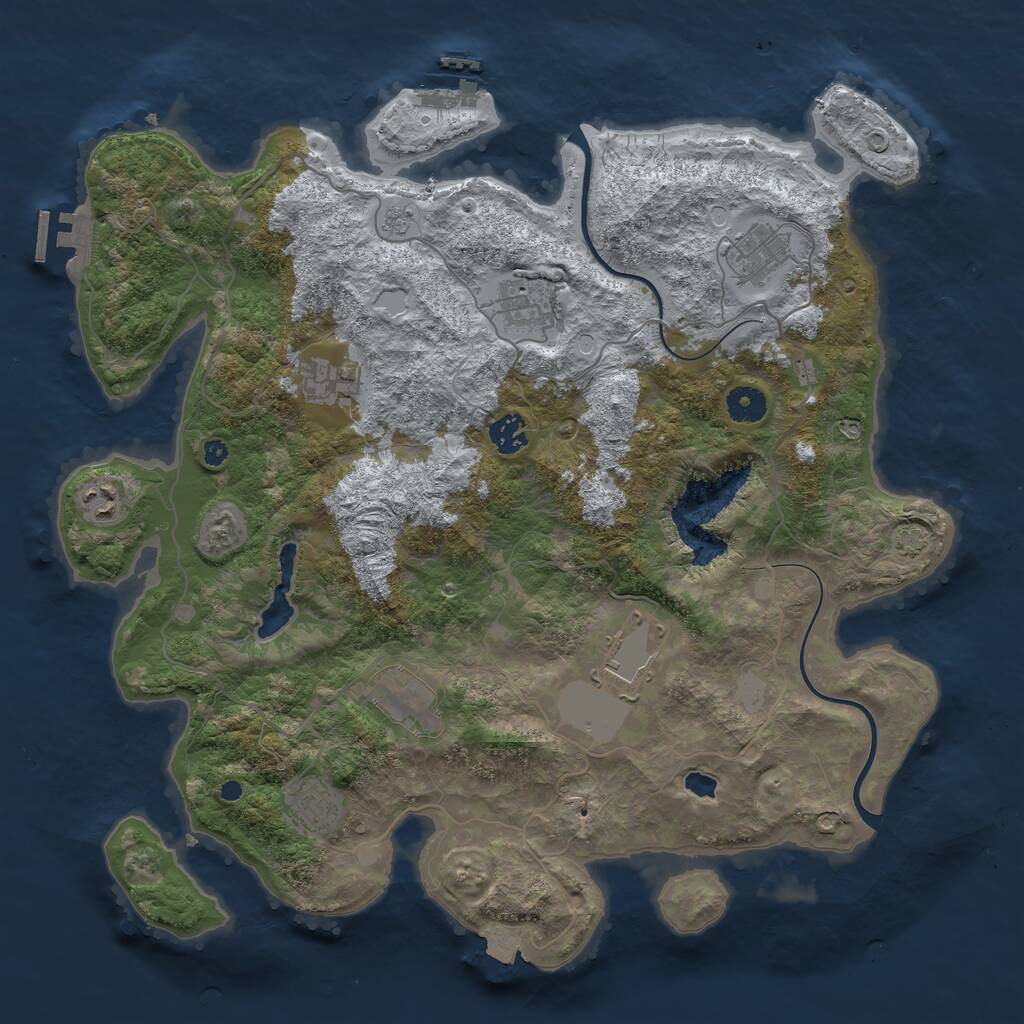 Rust Map: Procedural Map, Size: 4000, Seed: 258389604, 13 Monuments