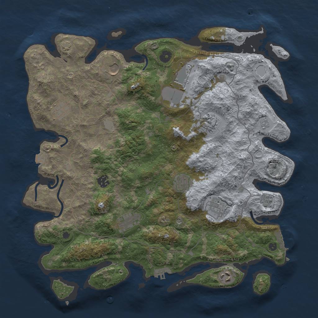 Rust Map: Procedural Map, Size: 4000, Seed: 63931128, 18 Monuments