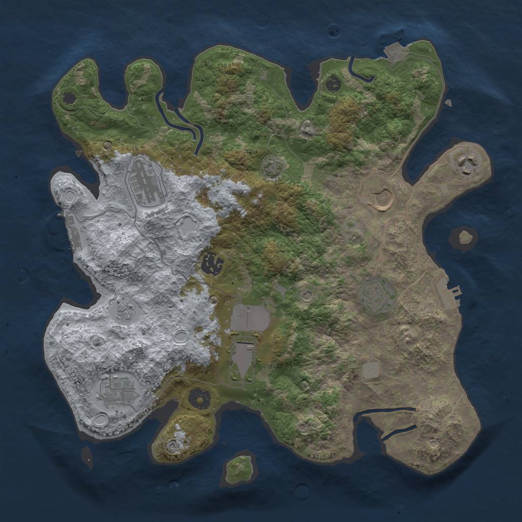 Rust Map: Procedural Map, Size: 3500, Seed: 53316932, 15 Monuments
