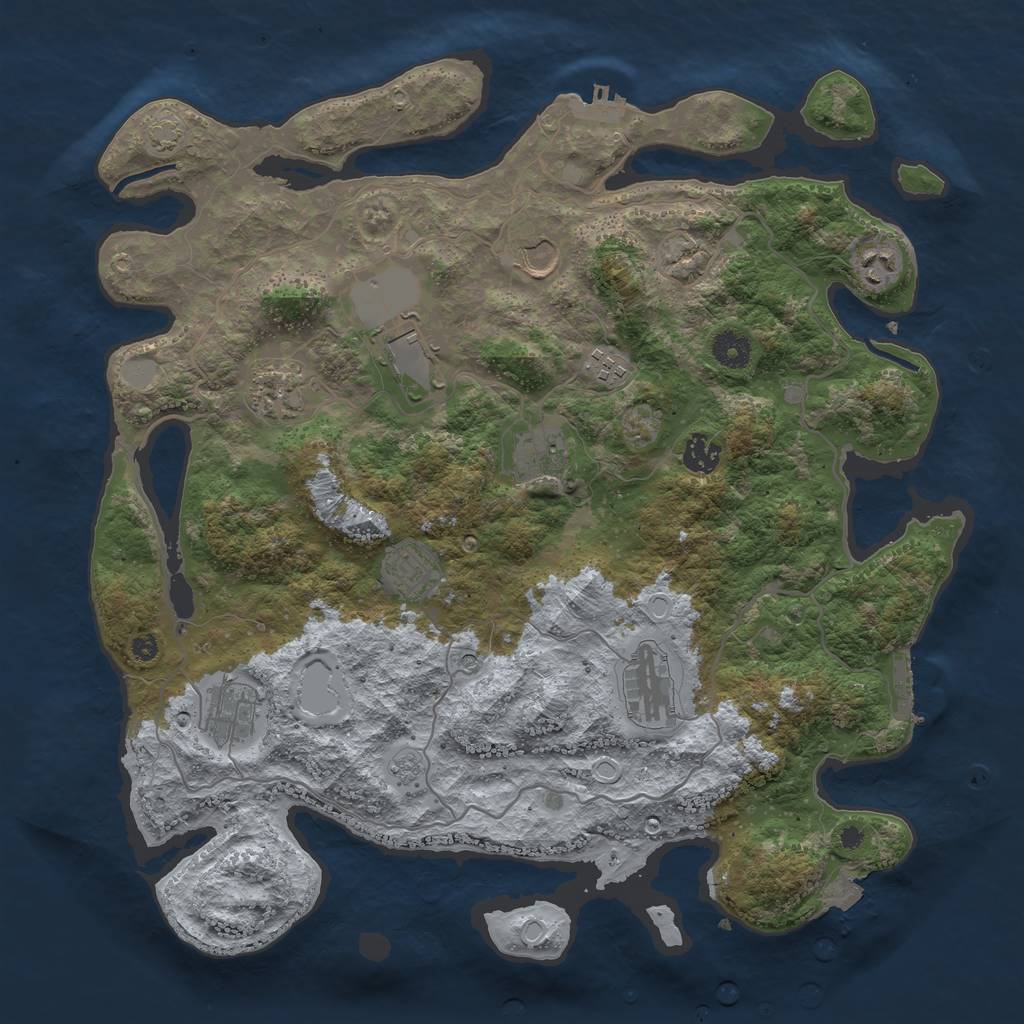 Rust Map: Procedural Map, Size: 4000, Seed: 2146894472, 18 Monuments