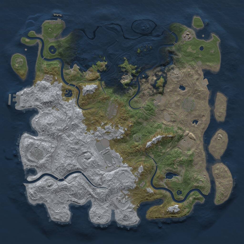 Rust Map: Procedural Map, Size: 4600, Seed: 3648521, 16 Monuments