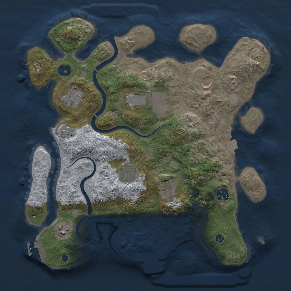 Rust Map: Procedural Map, Size: 3500, Seed: 856397411, 13 Monuments
