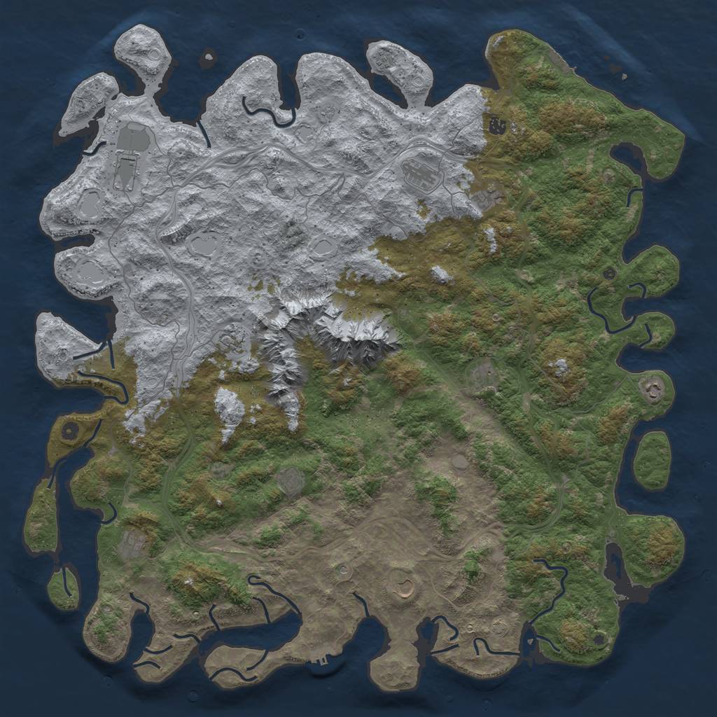 Rust Map: Procedural Map, Size: 6000, Seed: 729205, 19 Monuments