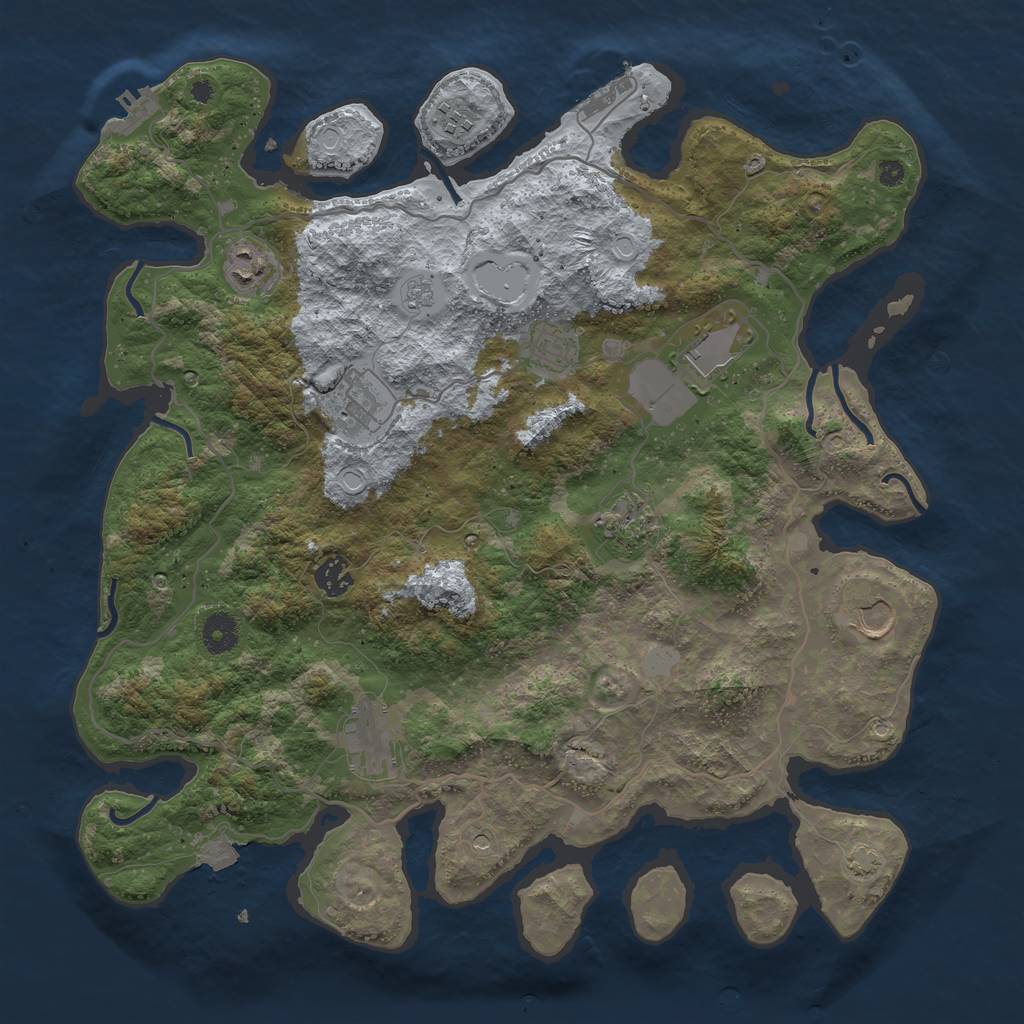 Rust Map: Procedural Map, Size: 4000, Seed: 74111283, 17 Monuments