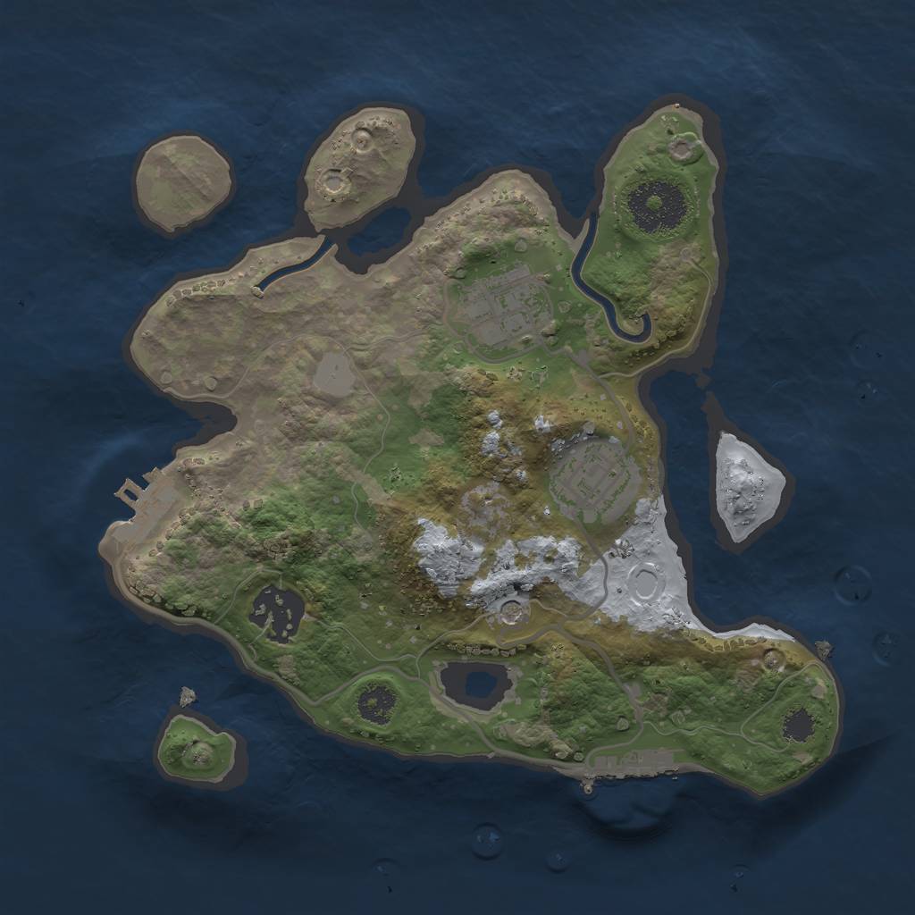 Rust Map: Procedural Map, Size: 2500, Seed: 3421, 9 Monuments
