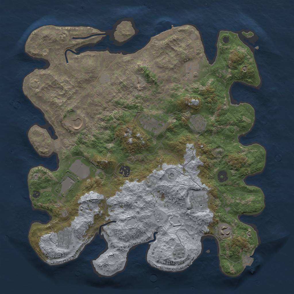 Rust Map: Procedural Map, Size: 3900, Seed: 1000000, 17 Monuments