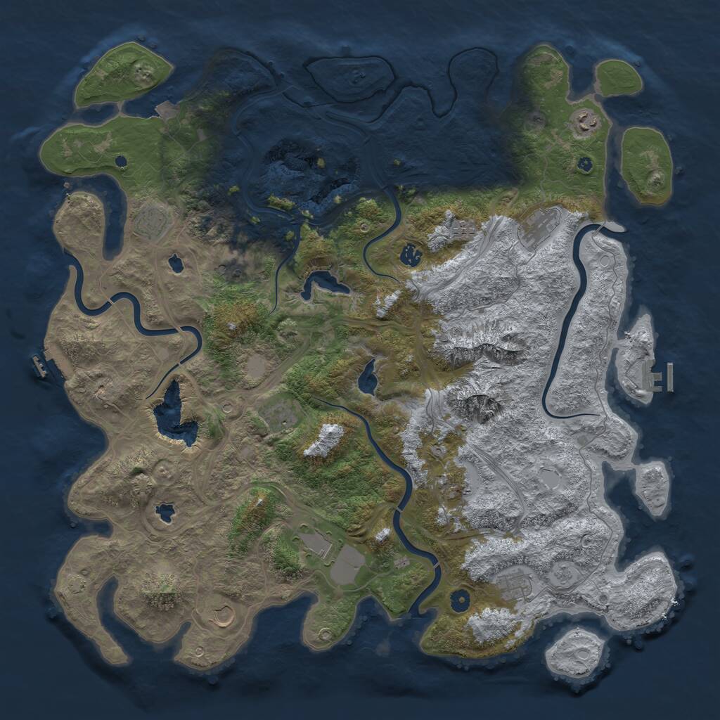 Rust Map: Procedural Map, Size: 5000, Seed: 9943, 17 Monuments
