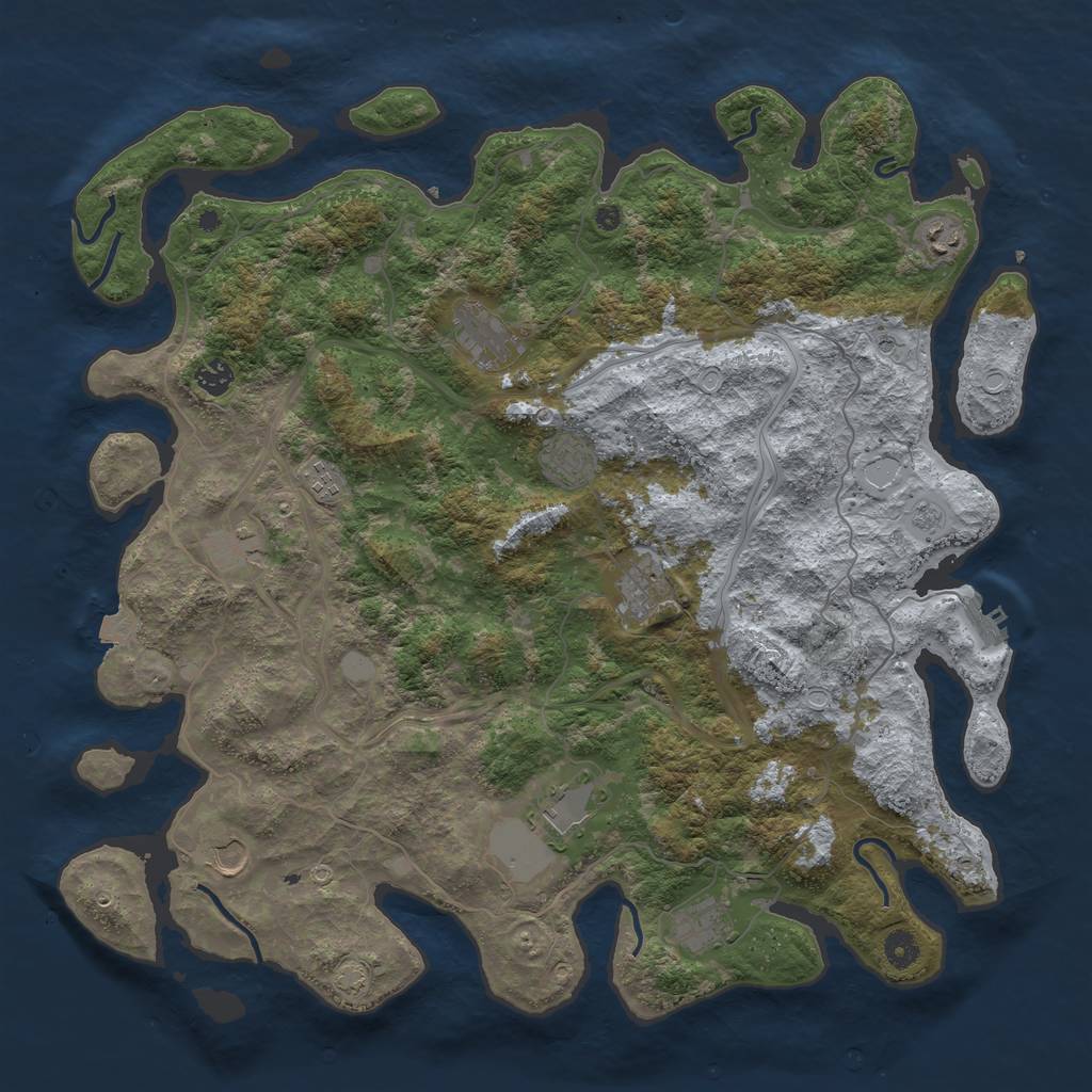 Rust Map: Procedural Map, Size: 4500, Seed: 2009176893, 17 Monuments