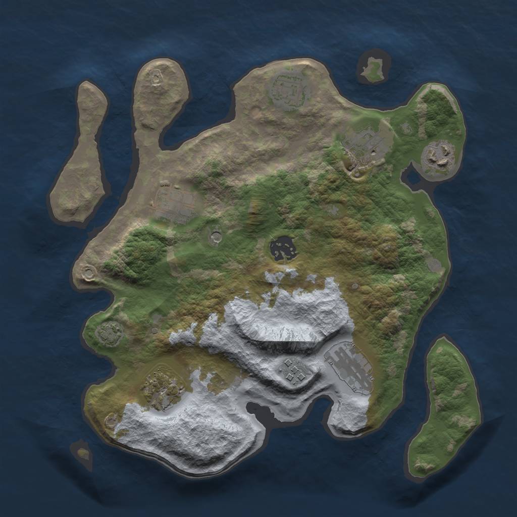 Rust Map: Barren, Size: 3000, Seed: 730, 12 Monuments