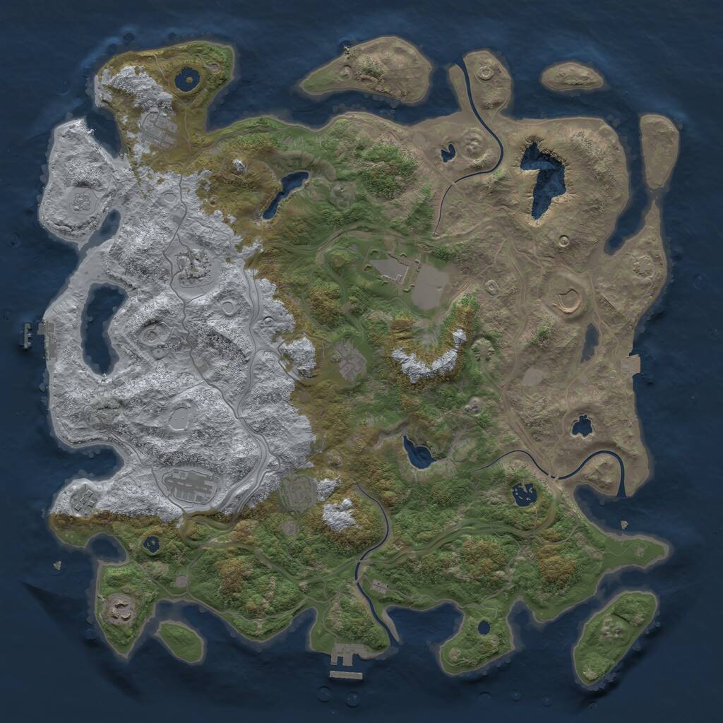 Rust Map: Procedural Map, Size: 4500, Seed: 251043, 16 Monuments