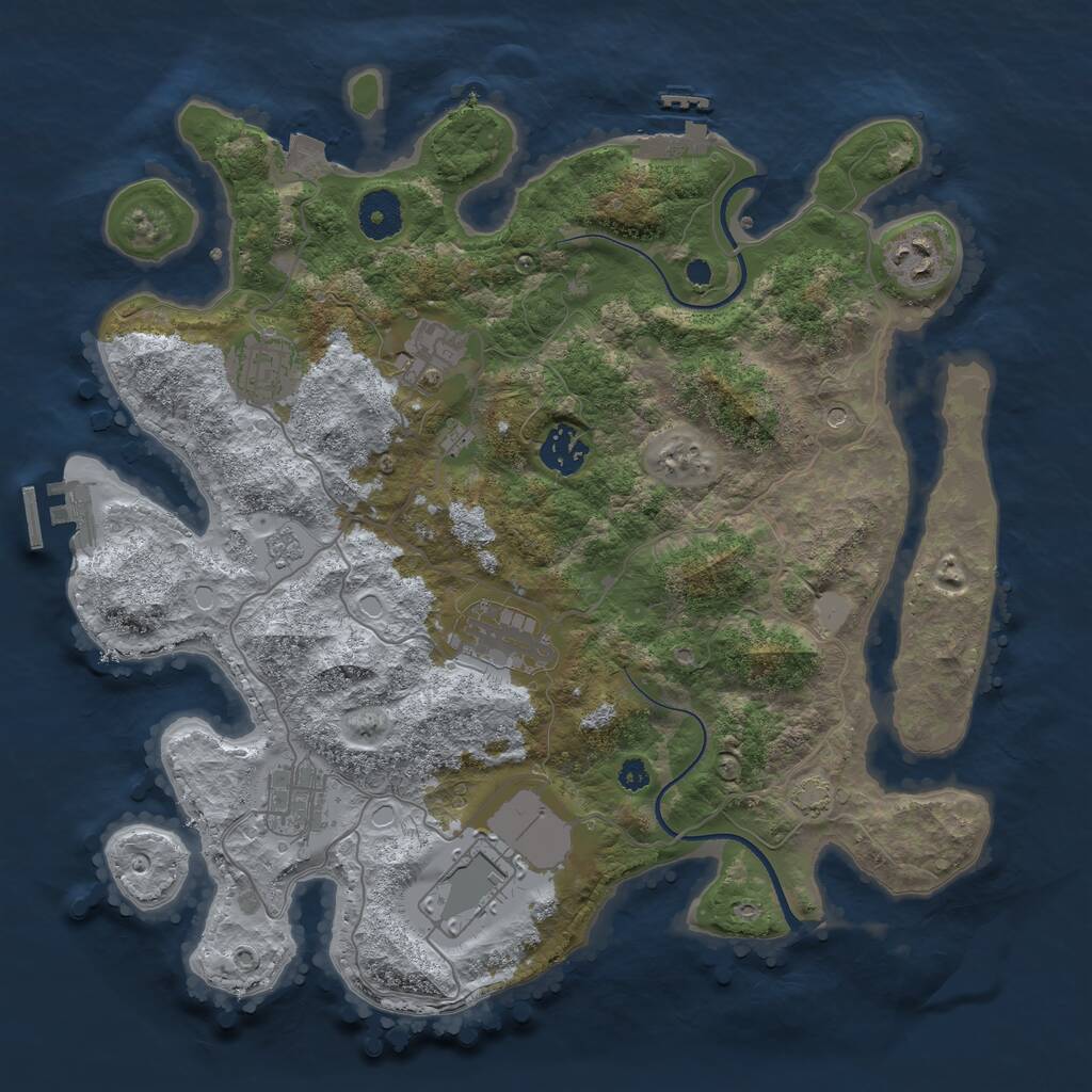 Rust Map: Procedural Map, Size: 3500, Seed: 2147483642, 13 Monuments