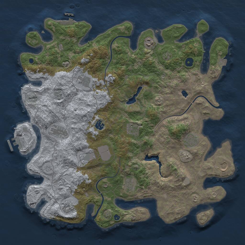 Rust Map: Procedural Map, Size: 4200, Seed: 847295498, 17 Monuments