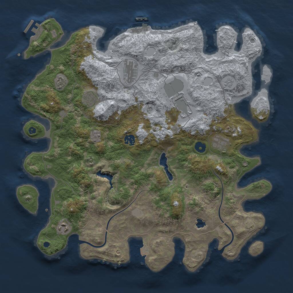 Rust Map: Procedural Map, Size: 4000, Seed: 2091, 13 Monuments