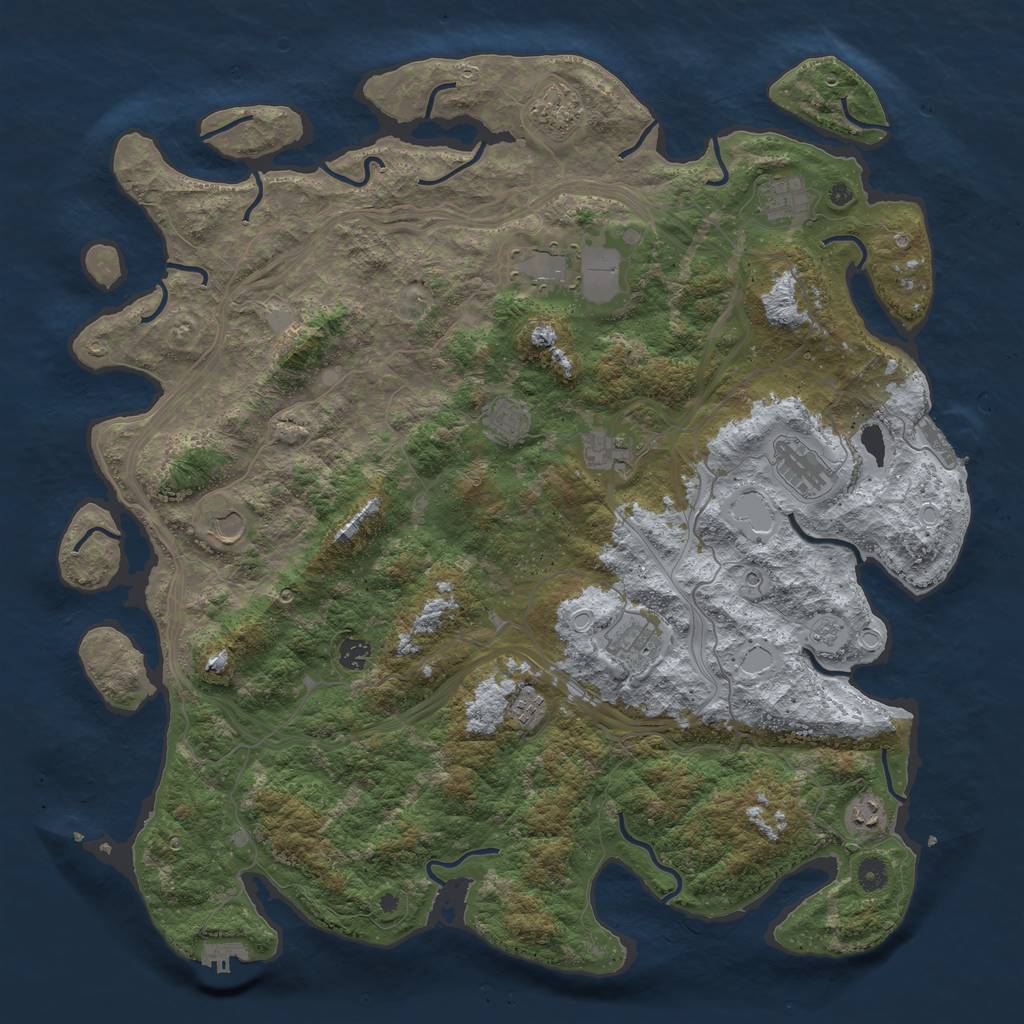Rust Map: Procedural Map, Size: 4800, Seed: 2121165519, 18 Monuments