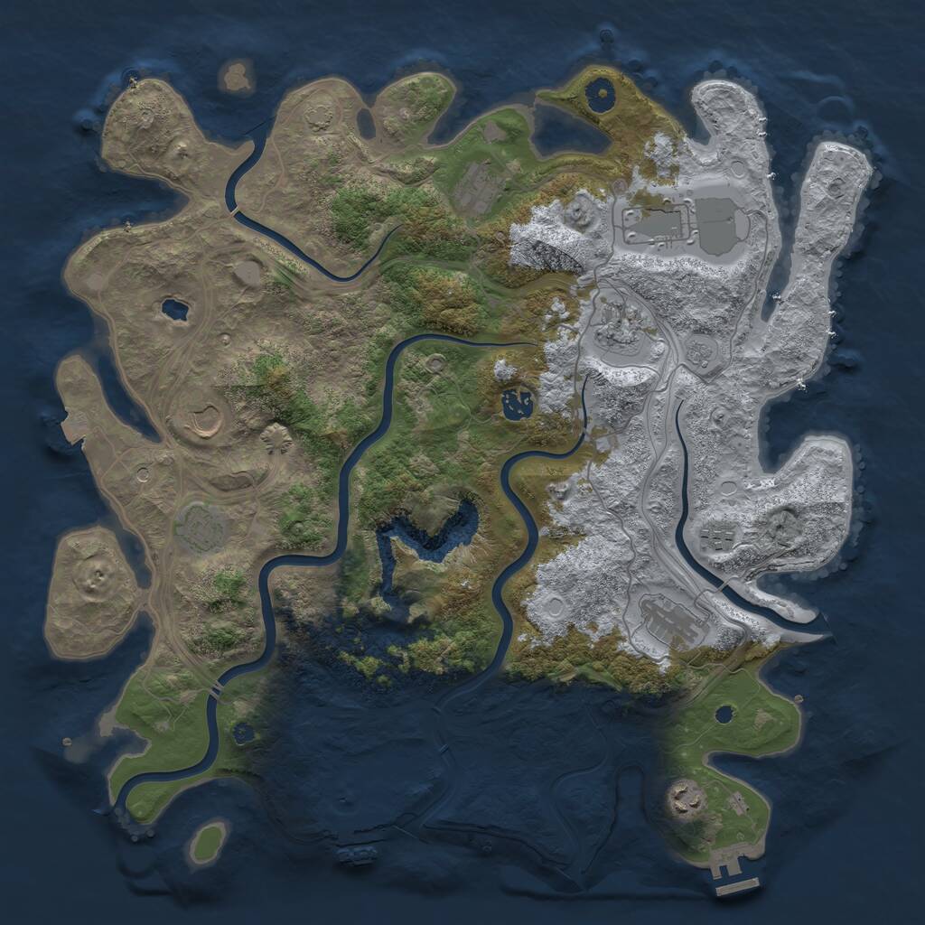 Rust Map: Procedural Map, Size: 4300, Seed: 45387453, 15 Monuments