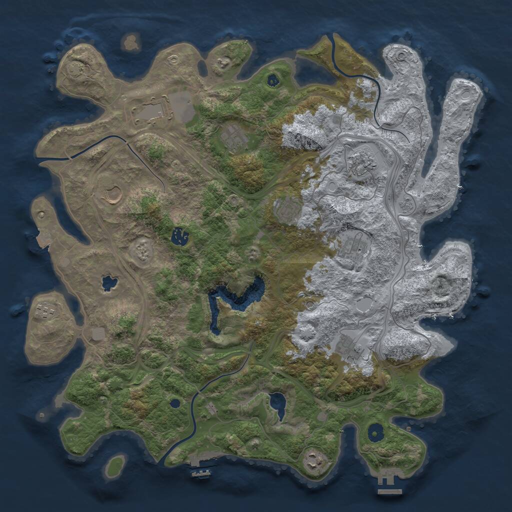 Rust Map: Procedural Map, Size: 4300, Seed: 45387453, 16 Monuments