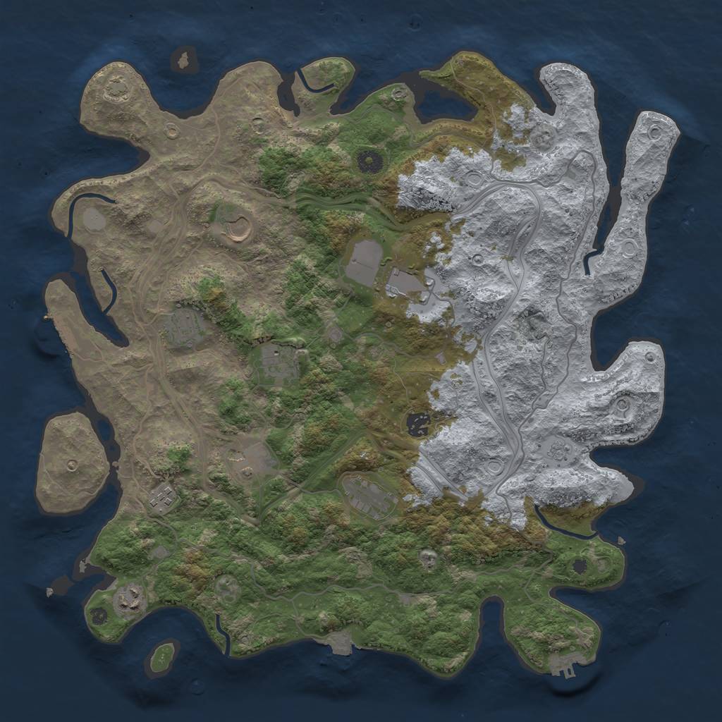 Rust Map: Procedural Map, Size: 4300, Seed: 45387453, 17 Monuments