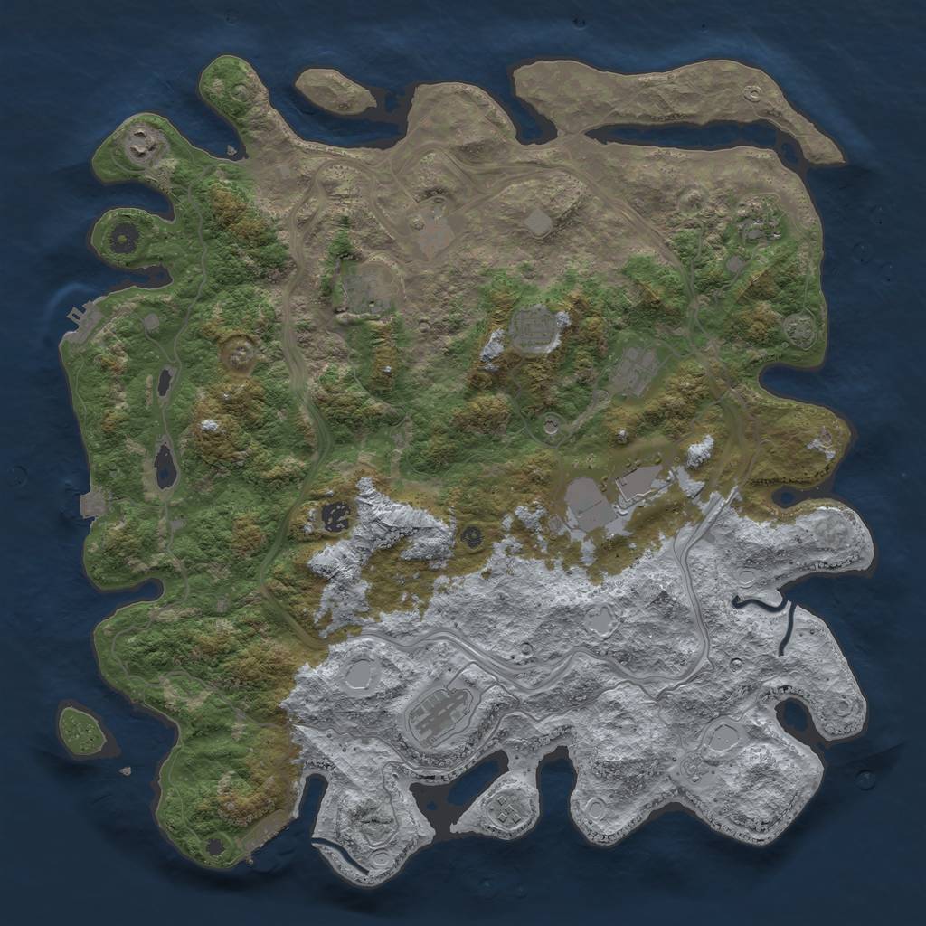 Rust Map: Procedural Map, Size: 4500, Seed: 529556993, 18 Monuments