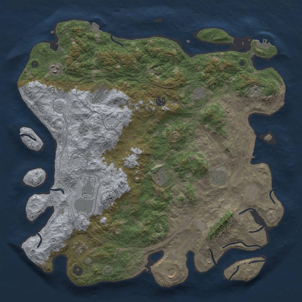 Rust Map: Procedural Map, Size: 4500, Seed: 811364347, 19 Monuments