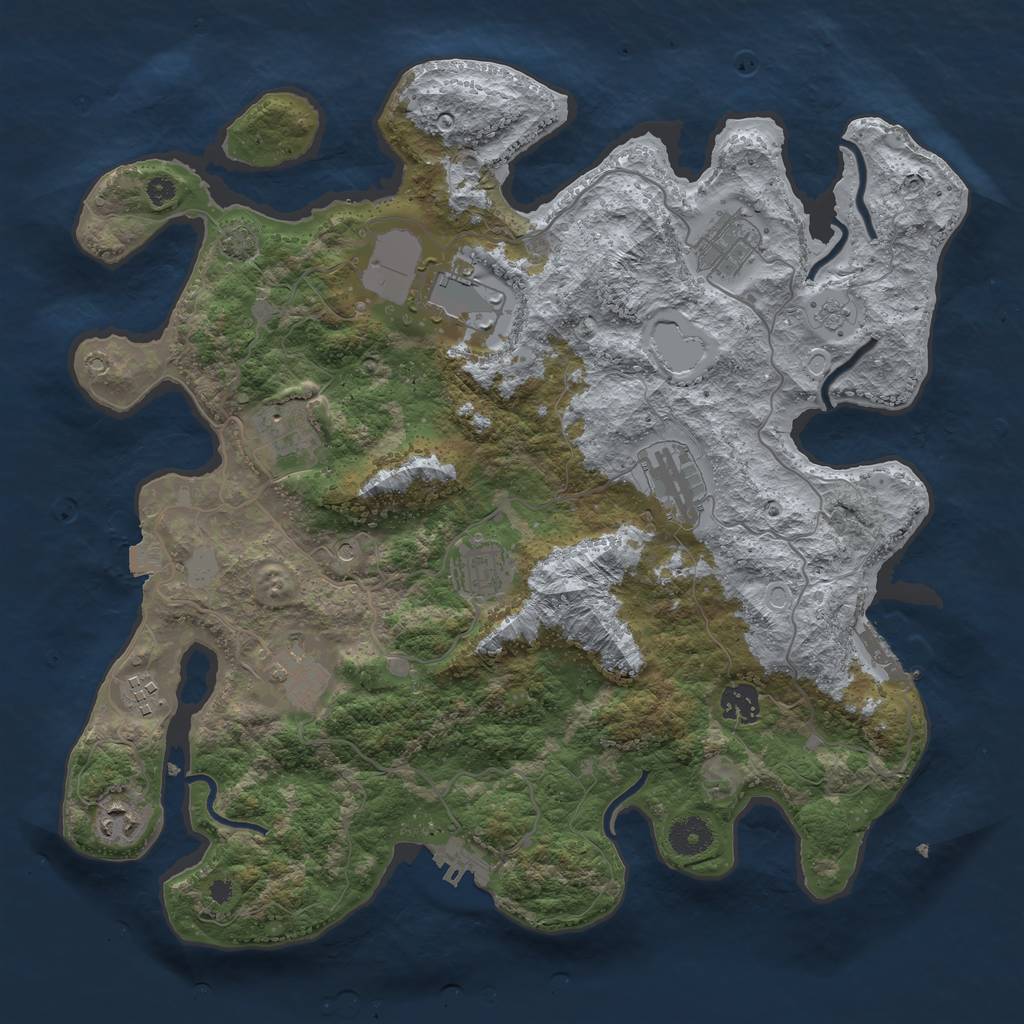 Rust Map: Procedural Map, Size: 3800, Seed: 869565, 17 Monuments