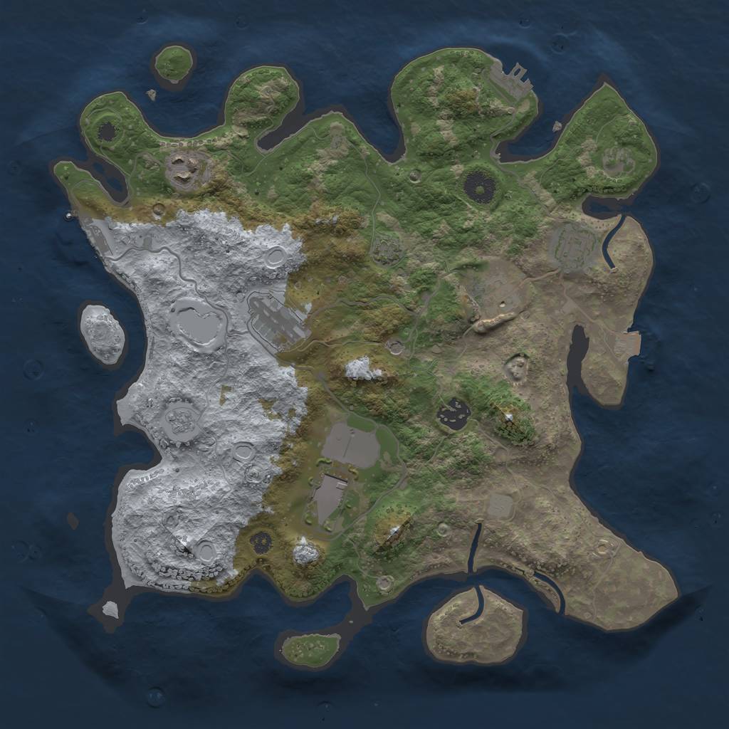 Rust Map: Procedural Map, Size: 3500, Seed: 1498165943, 14 Monuments