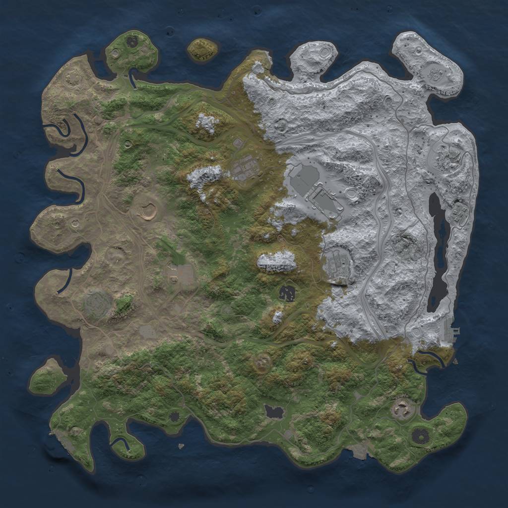 Rust Map: Procedural Map, Size: 4500, Seed: 746111786, 18 Monuments