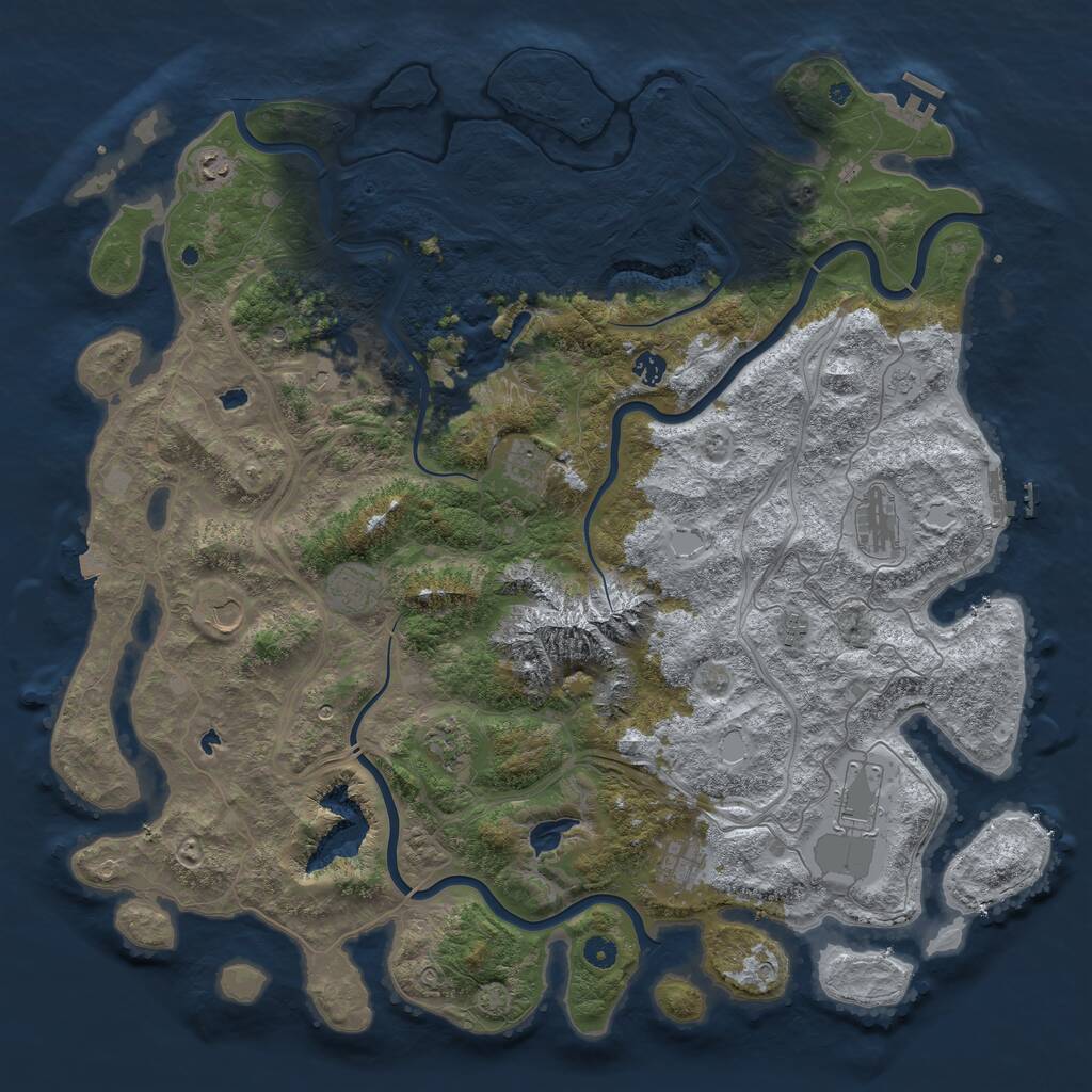 Rust Map: Procedural Map, Size: 5000, Seed: 326165, 17 Monuments