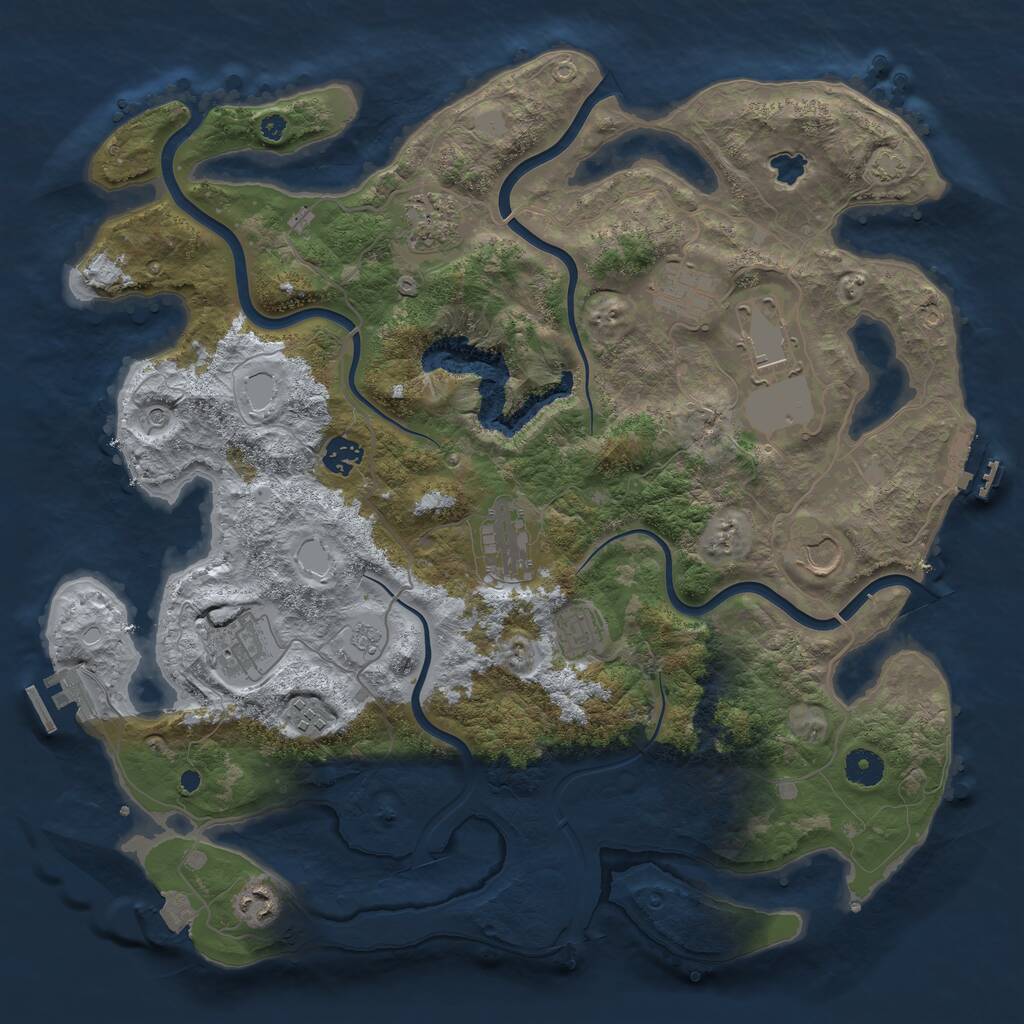 Rust Map: Procedural Map, Size: 4050, Seed: 2044697163, 16 Monuments