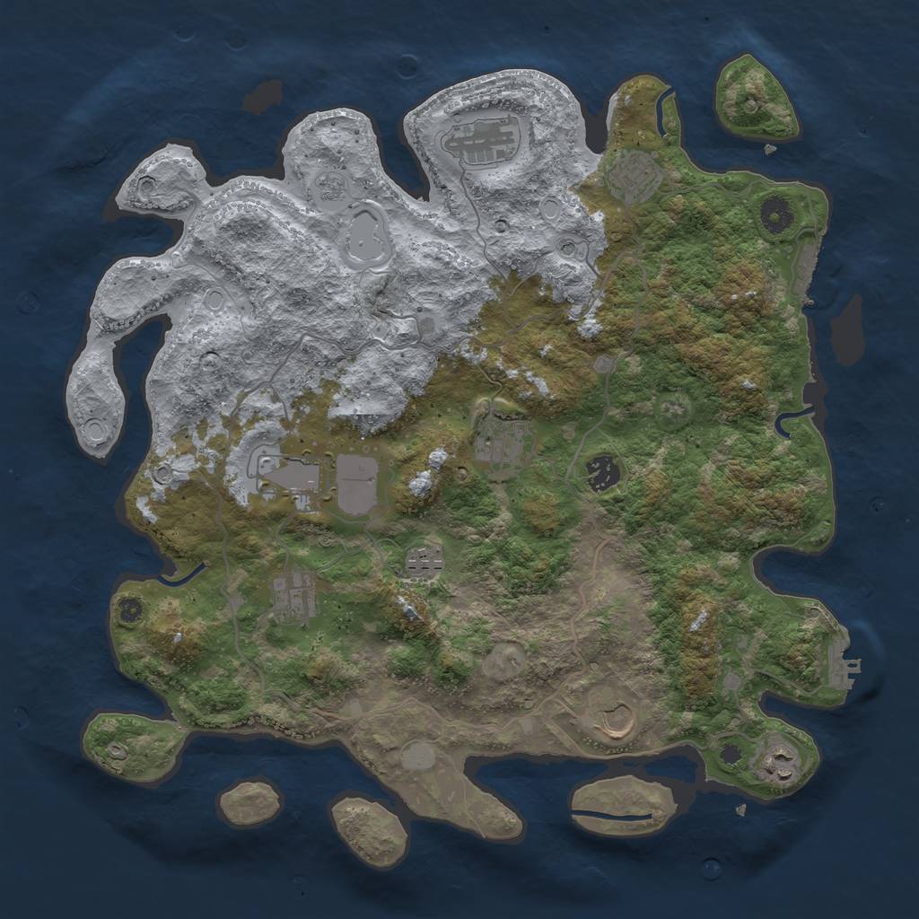 Rust Map: Procedural Map, Size: 4000, Seed: 405011816, 16 Monuments