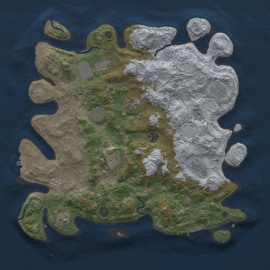 Rust Map: Procedural Map, Size: 4000, Seed: 826831944, 17 Monuments