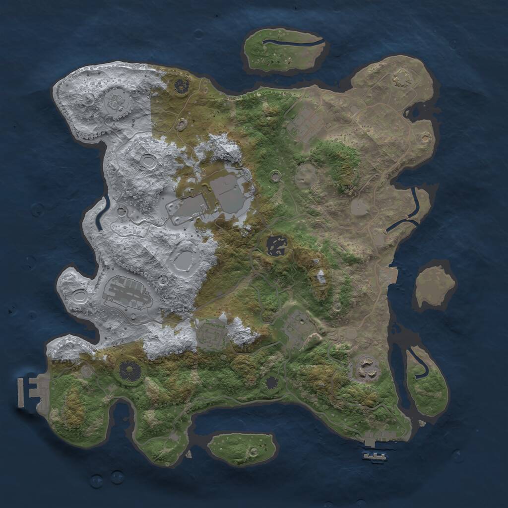 Rust Map: Procedural Map, Size: 3500, Seed: 81501076, 13 Monuments
