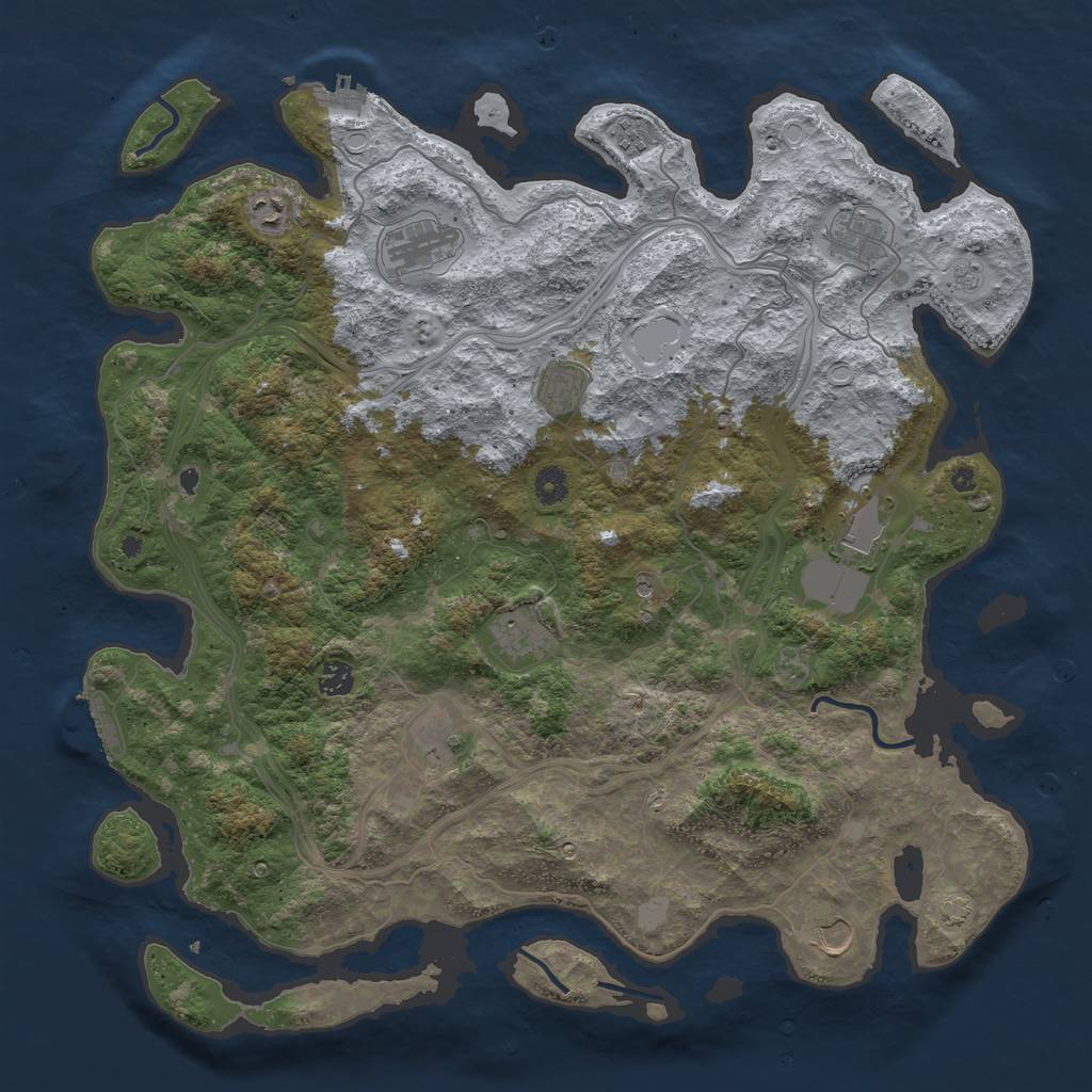 Rust Map: Procedural Map, Size: 4500, Seed: 1929729144, 18 Monuments