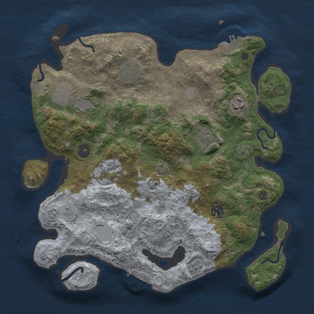 Rust Map: Procedural Map, Size: 3500, Seed: 1301322168, 15 Monuments