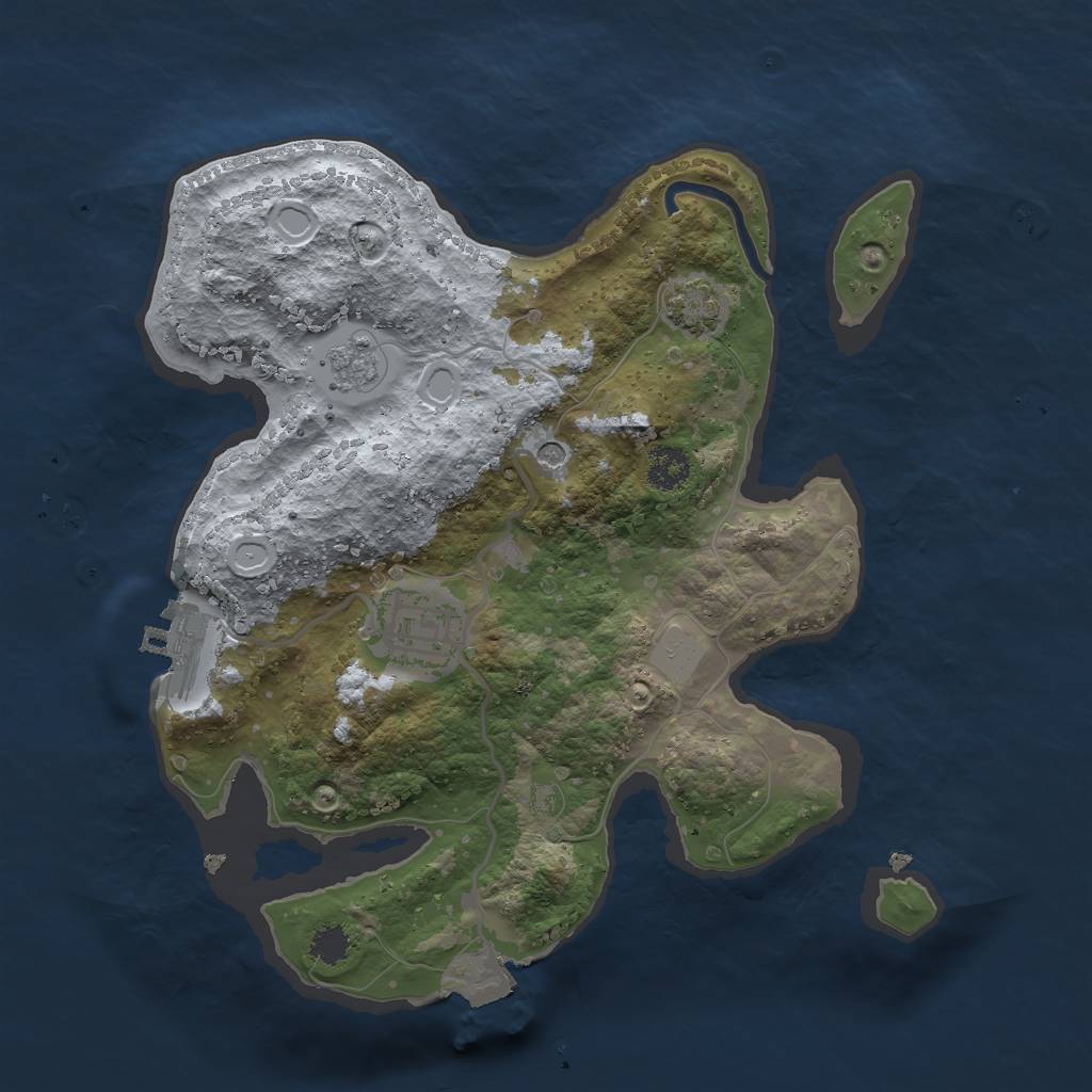 Rust Map: Procedural Map, Size: 2500, Seed: 2131801408, 8 Monuments