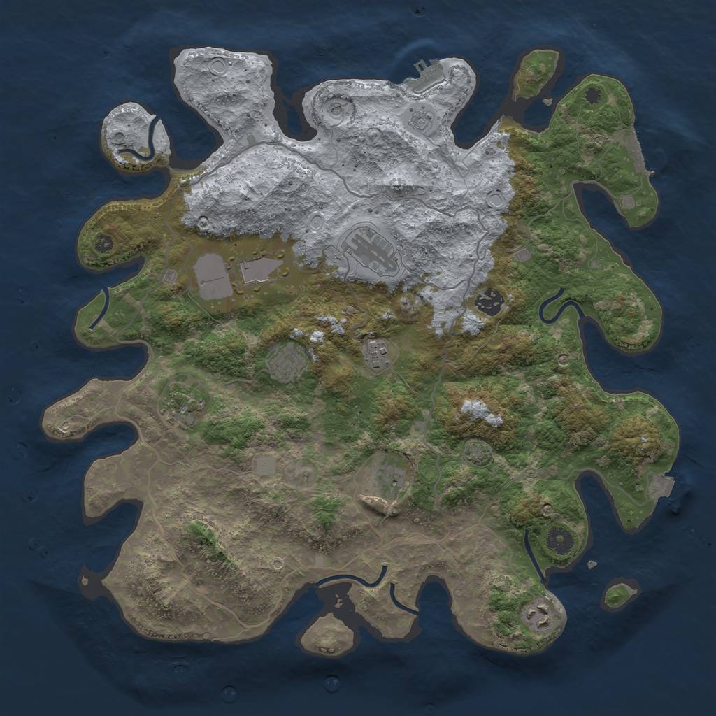 Rust Map: Procedural Map, Size: 4001, Seed: 2092161623, 16 Monuments