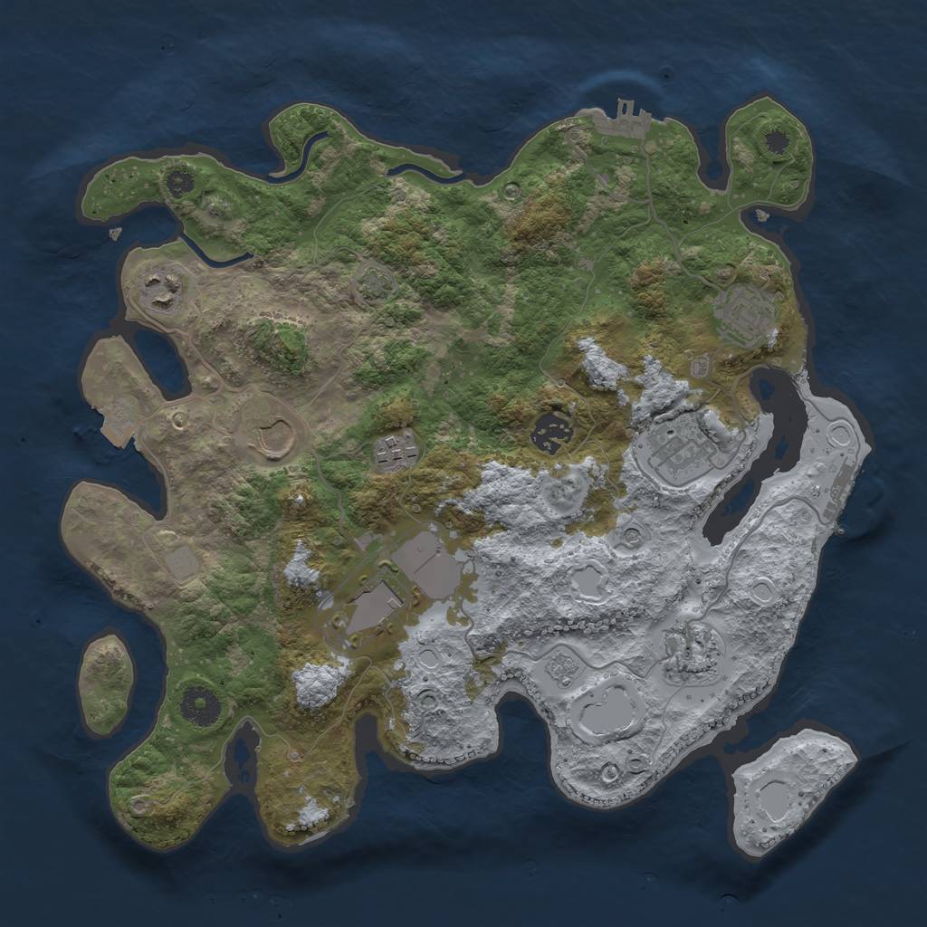 Rust Map: Procedural Map, Size: 3500, Seed: 663401, 16 Monuments