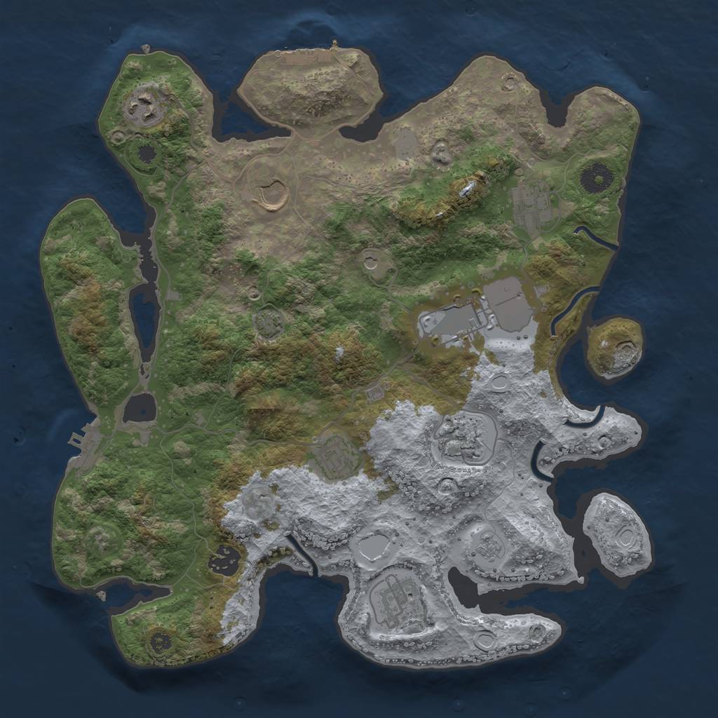 Rust Map: Procedural Map, Size: 3500, Seed: 1175660381, 16 Monuments