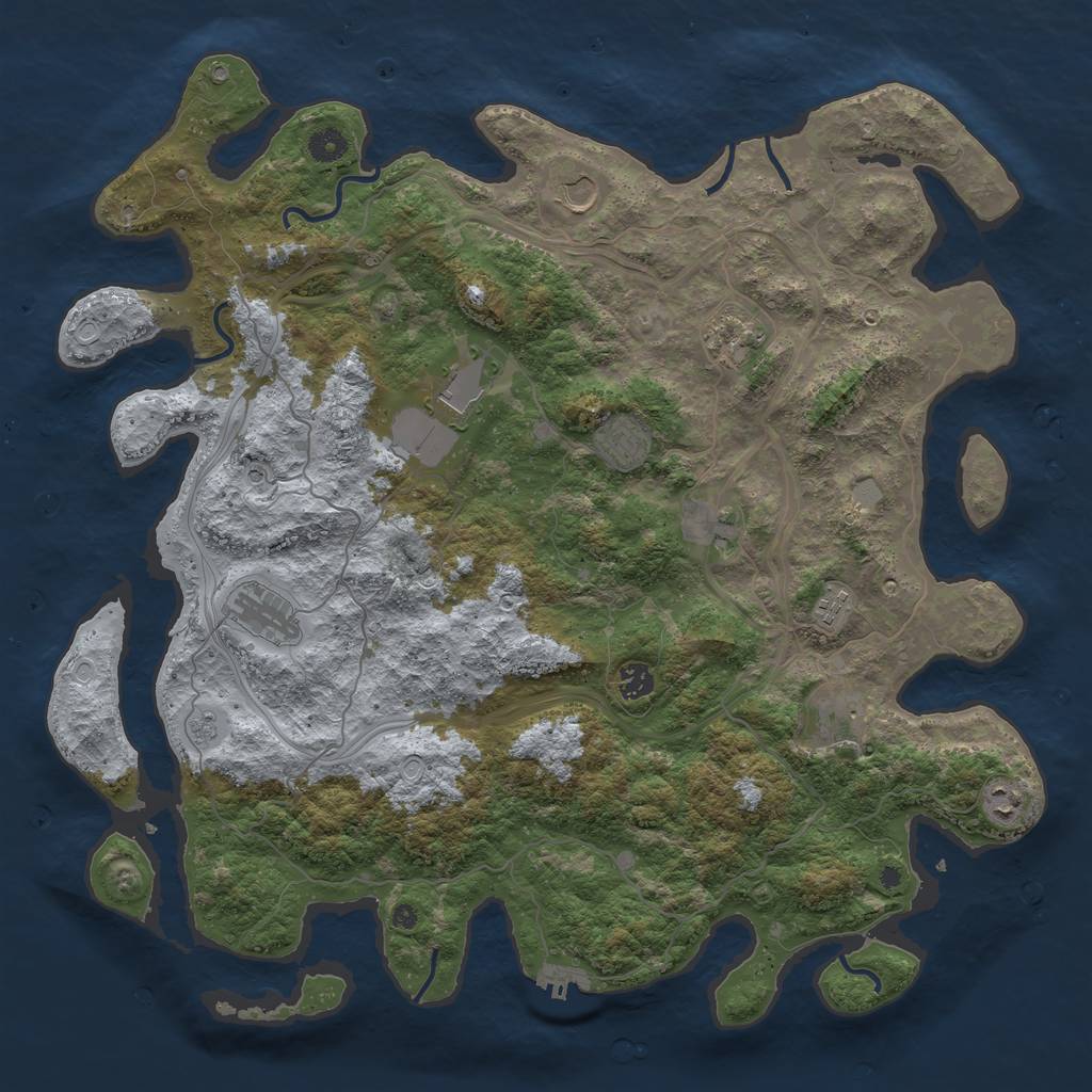 Rust Map: Procedural Map, Size: 4500, Seed: 41152, 16 Monuments