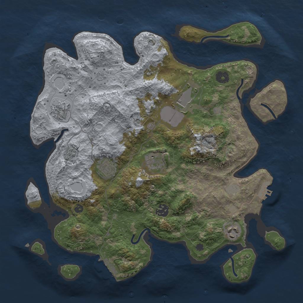 Rust Map: Procedural Map, Size: 3500, Seed: 65784574, 14 Monuments