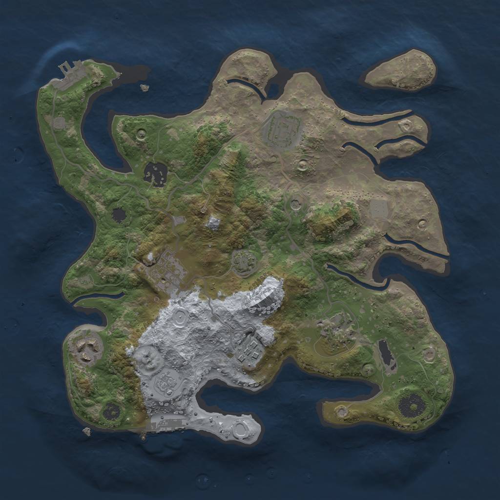 Rust Map: Procedural Map, Size: 3000, Seed: 20007, 14 Monuments