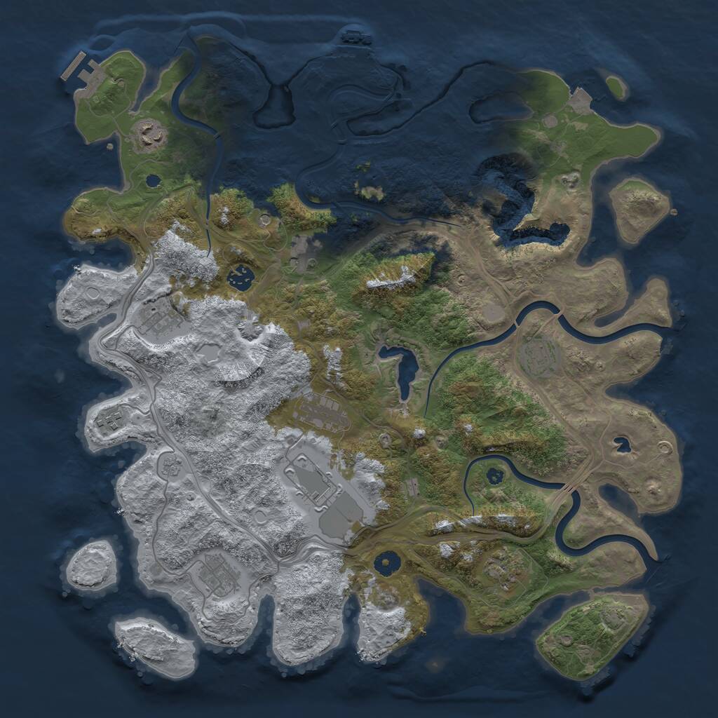 Rust Map: Procedural Map, Size: 4250, Seed: 376231291, 16 Monuments