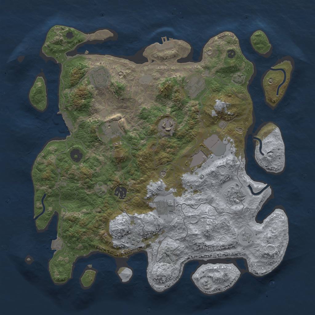 Rust Map: Procedural Map, Size: 3750, Seed: 788454845, 17 Monuments