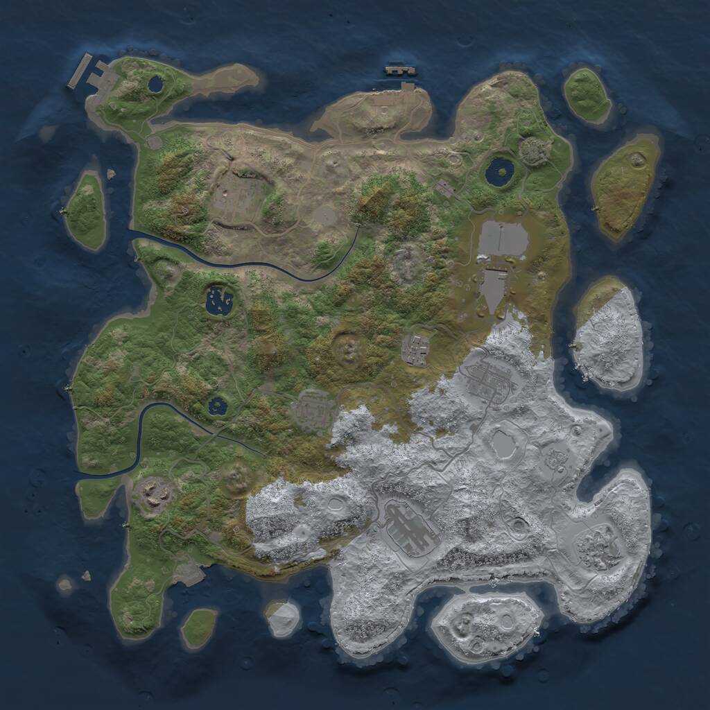Rust Map: Procedural Map, Size: 3750, Seed: 788454845, 14 Monuments