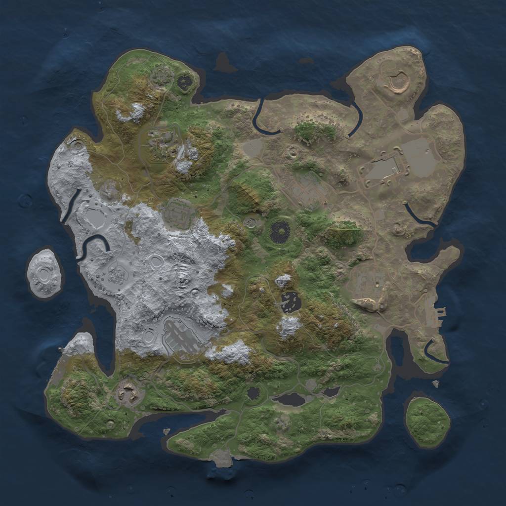 Rust Map: Procedural Map, Size: 3500, Seed: 1379081669, 17 Monuments
