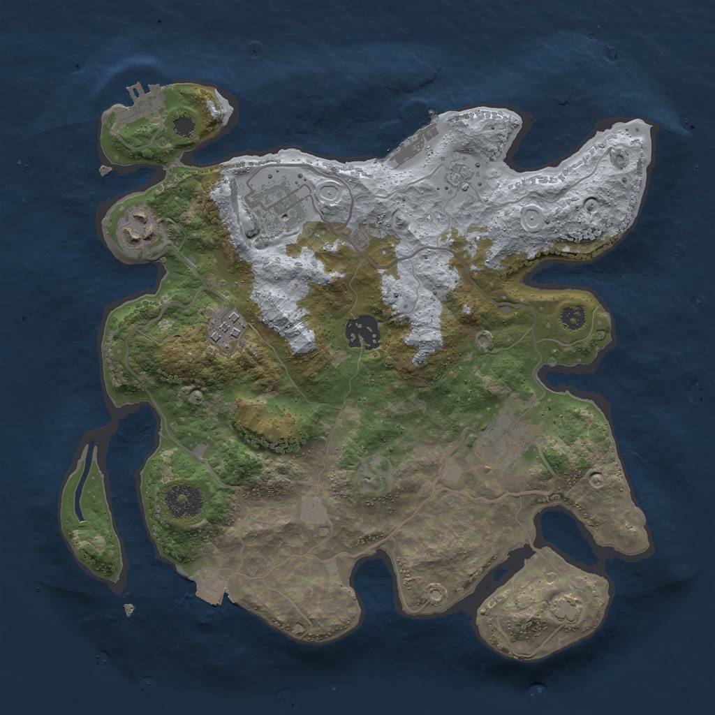 Rust Map: Procedural Map, Size: 3000, Seed: 313515581, 12 Monuments